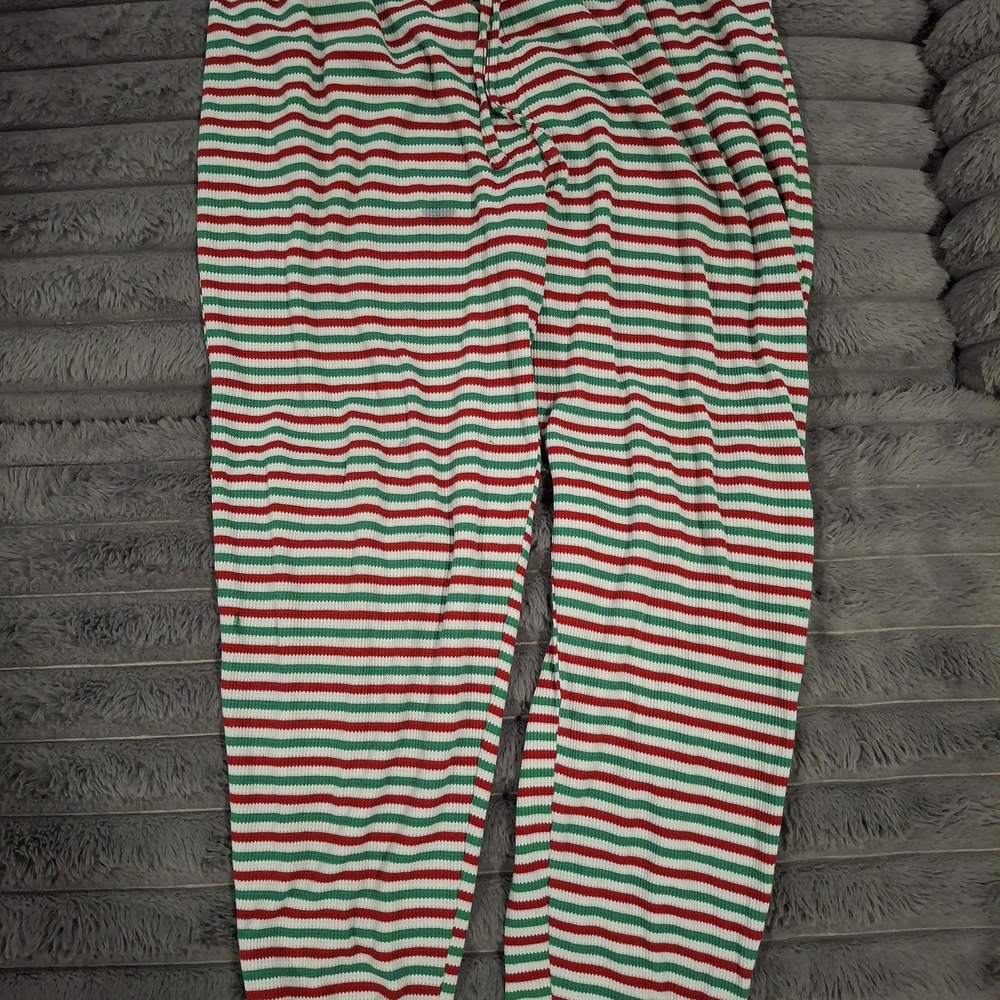 Family Pajamas Red and Green Striped Pants